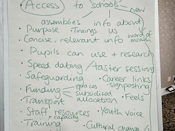 Notes on a white flipchart sheet