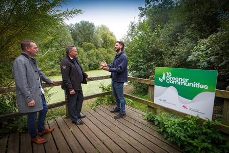 Colleagues photographed in front of Brinkburn Pond in Darlington