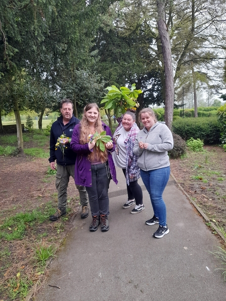 Group collecting items for craft activity