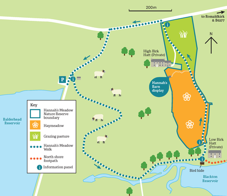 Graphic showing Hannah's Meadow walk route map