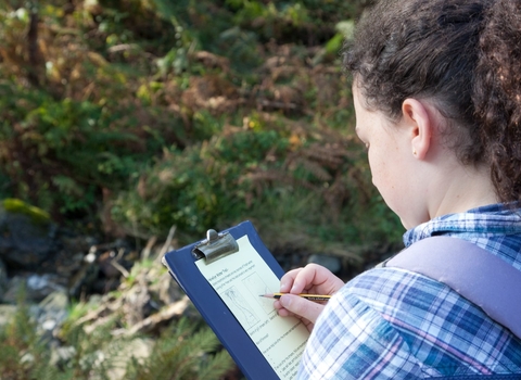 Girl with clipboard learning about nature