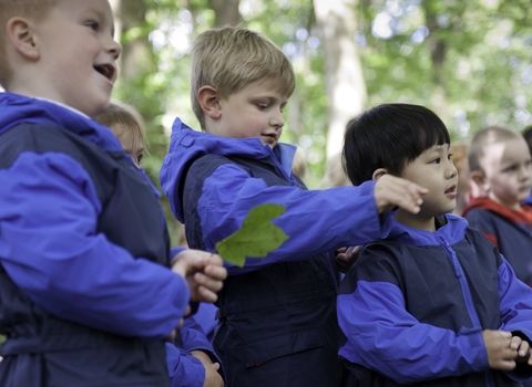 Children learning about wildlife in nature